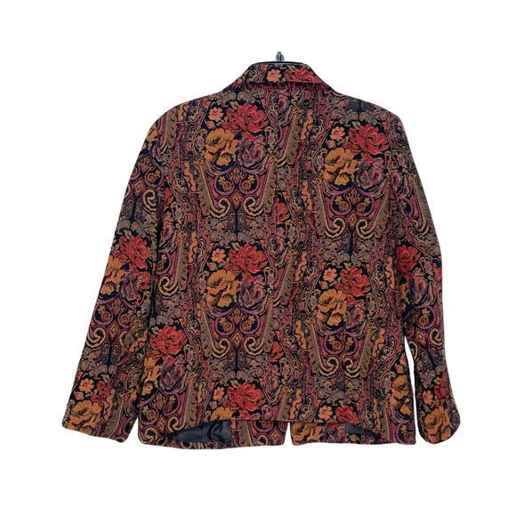 3-FOR-$30 Requirements Sz 16 Paisley Tapestry Jacket Zip-Up Collar has Fringe - Picture 2 of 12